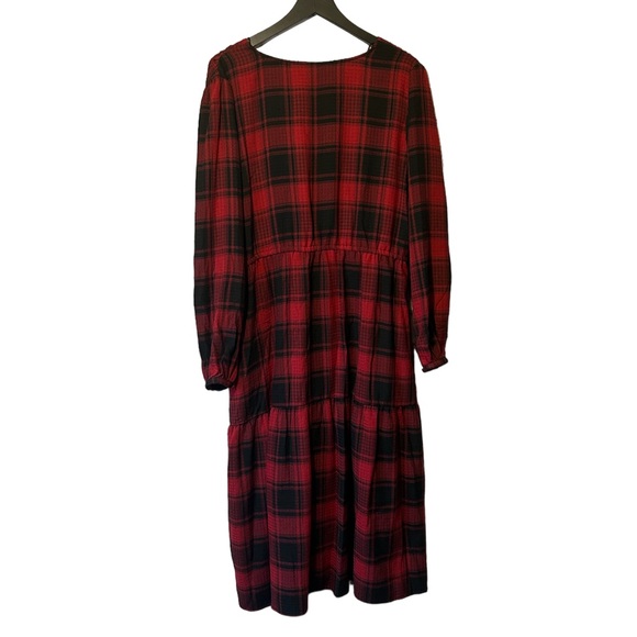 NWT Knox Rose red and black plaid flannel tiered midi dress Size XL - Picture 5 of 9